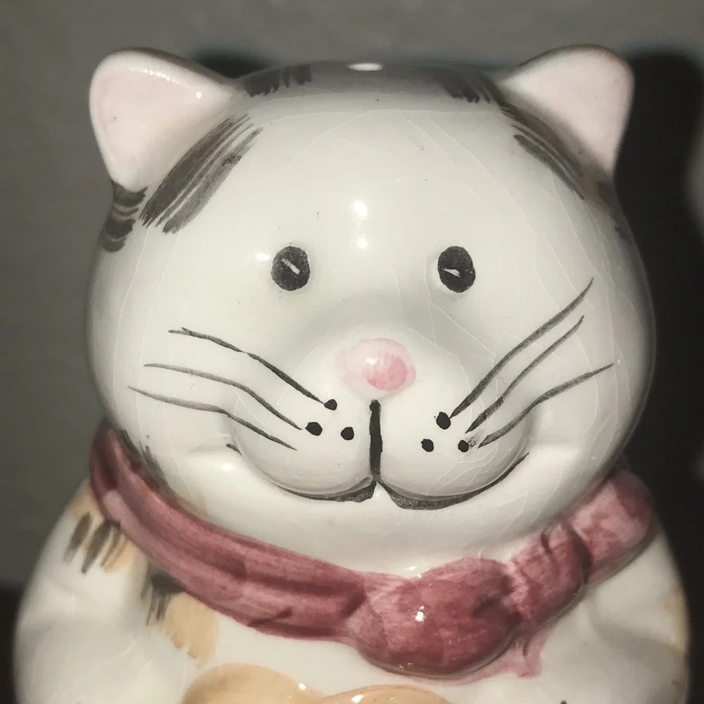 Matching Set Cat Salt and Pepper Shakers Cookies Bakers Unused Figurines